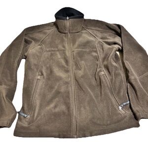 Columbia Men’s Chocolate Brown Zip Up Jacket with Black Collar Size Medium